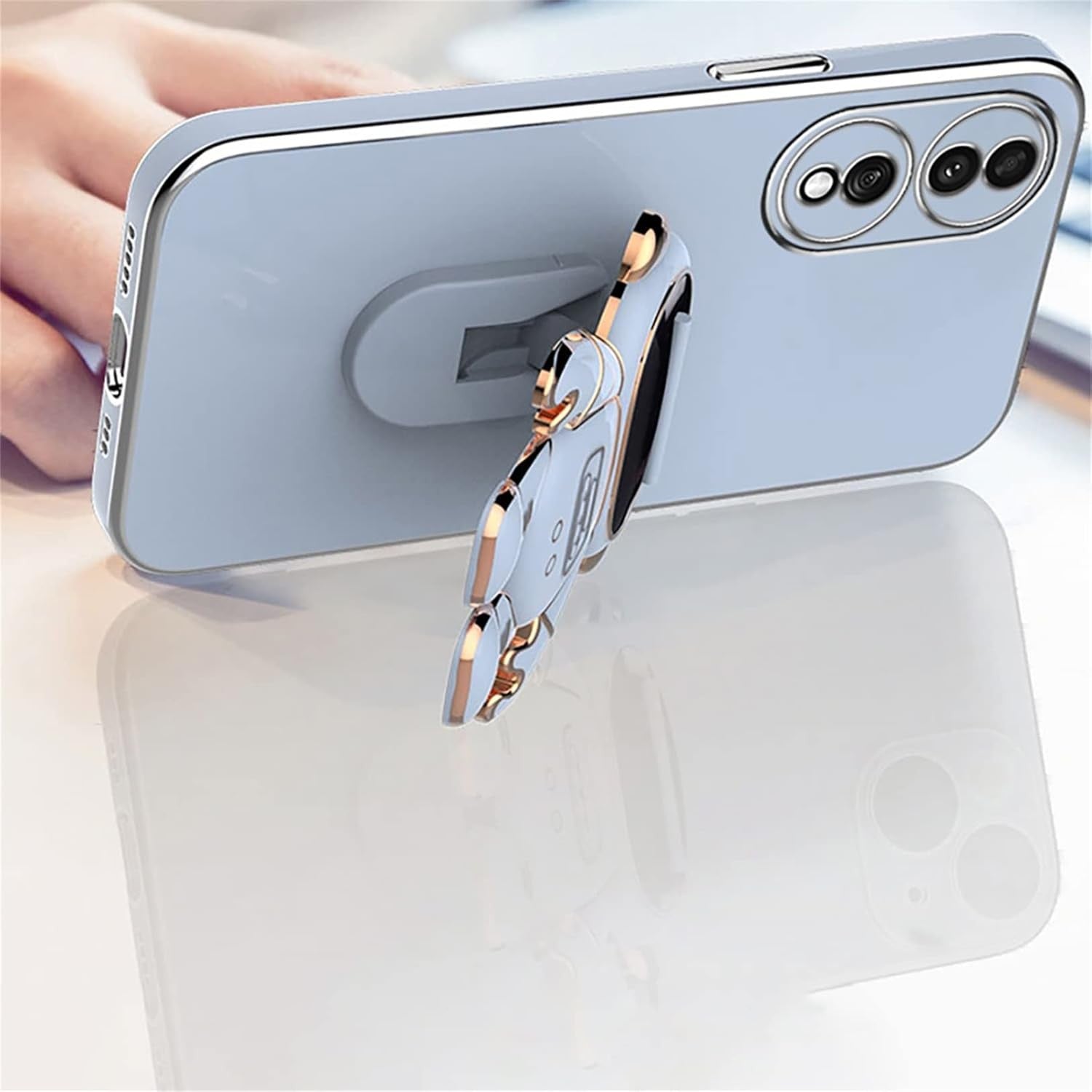 Husa Telefon 2in1, Flippy, Compatibila Huawei P60 Pro, Carcasa TPU cu Suport Inclus Tip Astronaut, Protectie Camere,