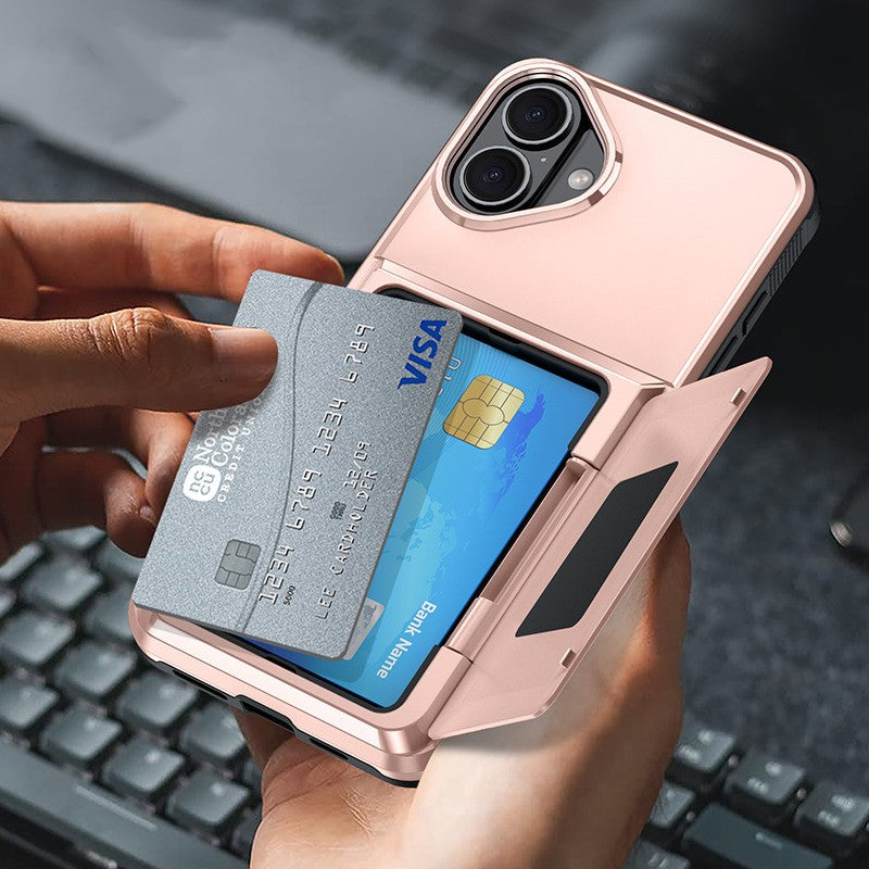 Husa de Protectie compatibila Apple iPhone 17, Flippy, Compartiment pentru Carduri, Anti-alunecare, Protectie PC,