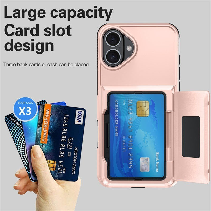 Husa de Protectie compatibila Apple iPhone 17, Flippy, Compartiment pentru Carduri, Anti-alunecare, Protectie PC,