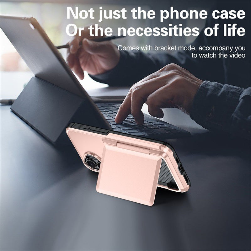 Husa de Protectie compatibila Apple iPhone 17, Flippy, Compartiment pentru Carduri, Anti-alunecare, Protectie PC,