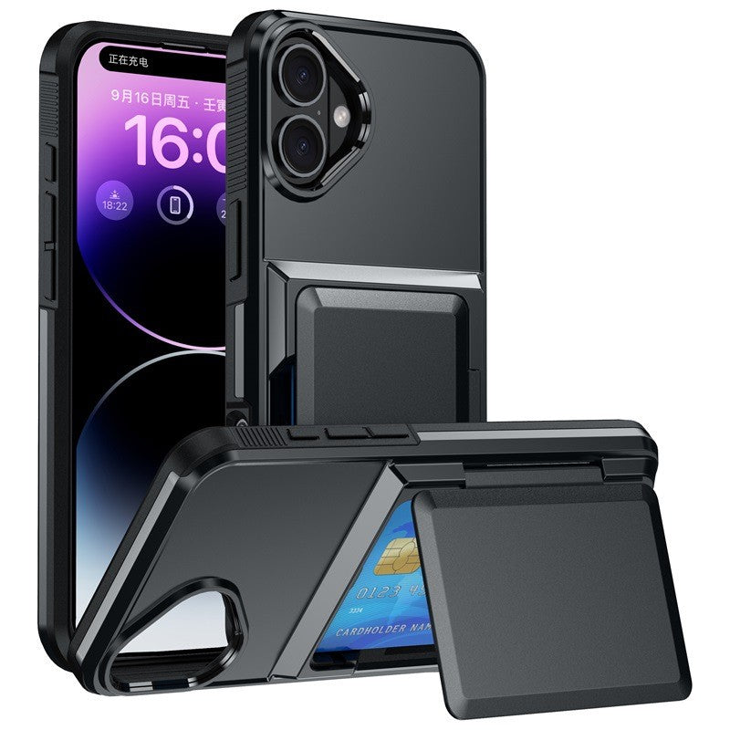Husa de Protectie compatibila Apple iPhone 17, Flippy, Compartiment pentru Carduri, Anti-alunecare, Protectie PC,