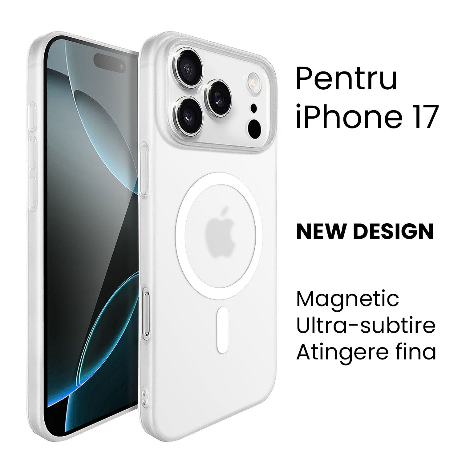 Husa de Protectie compatibila Apple iPhone 17, Flippy, Magnetica Ultra-subtire, Anti-alunecare, Protectie PC,