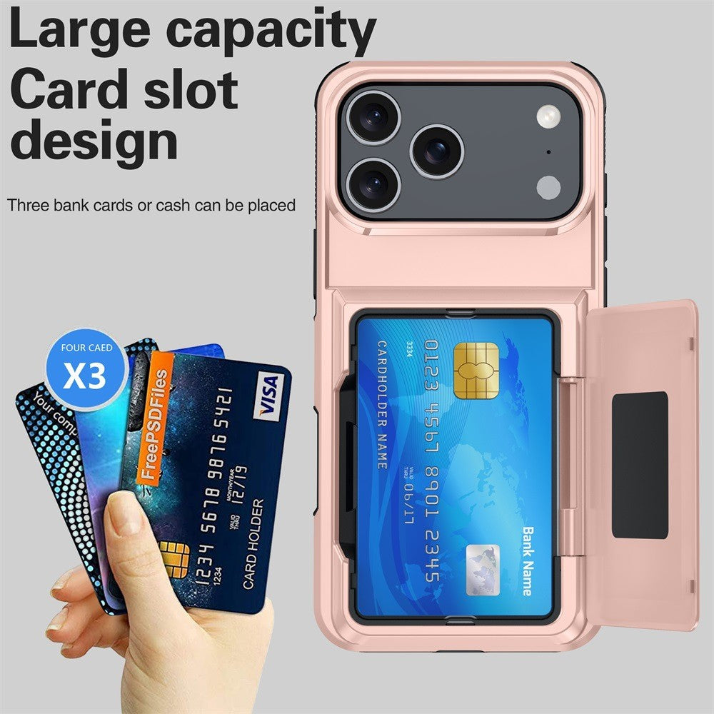 Husa de Protectie compatibila Apple iPhone 17 Pro, Flippy, Compartiment pentru Carduri, Anti-alunecare, Protectie PC,