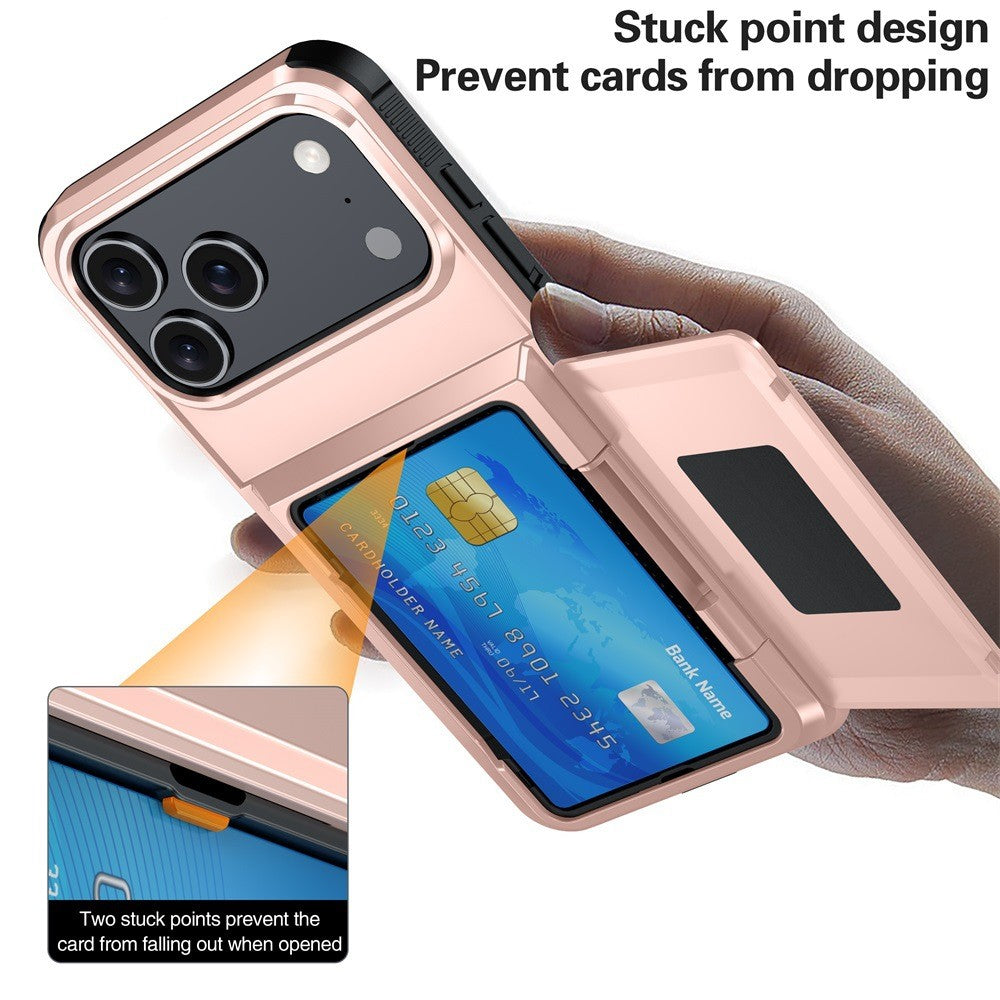 Husa de Protectie compatibila Apple iPhone 17 Pro, Flippy, Compartiment pentru Carduri, Anti-alunecare, Protectie PC,