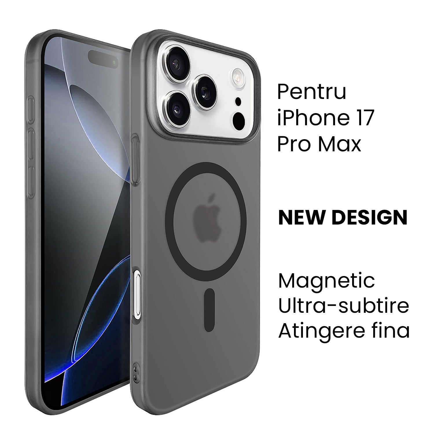 Husa de Protectie compatibila Apple iPhone 17 Pro Max, Flippy, Magnetica Ultra-subtire, Anti-alunecare, Protectie PC,