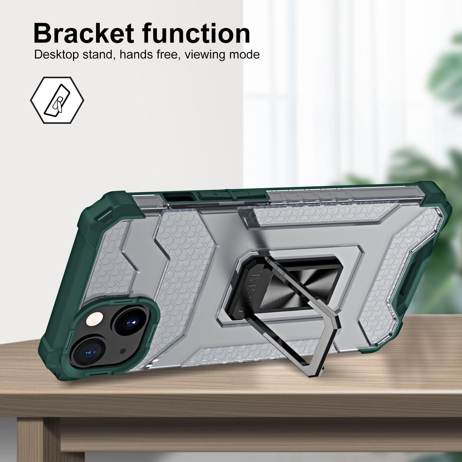 Husa de protectie Flippy compatibila cu Apple iPhone 13 Acrylic Armor cu suport Verde Inchis