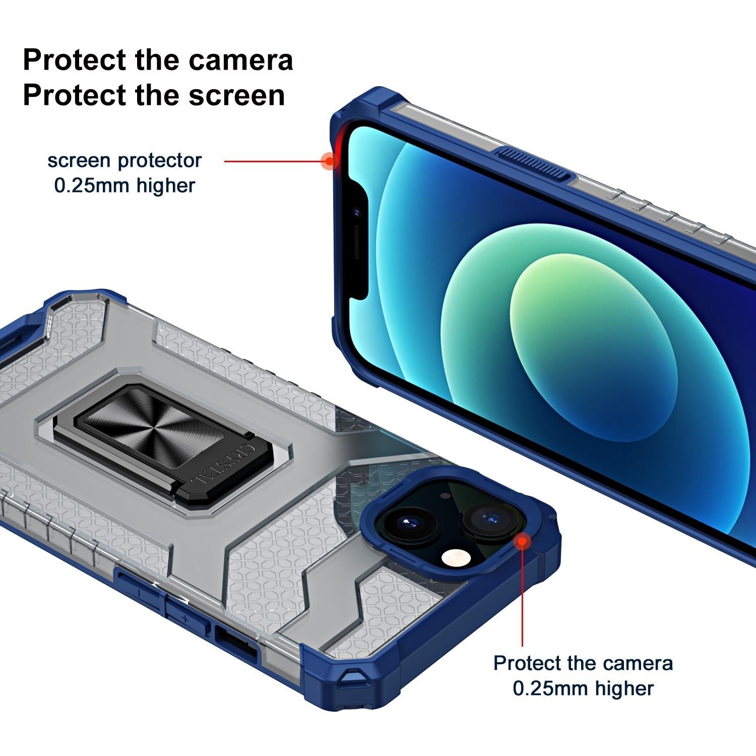 Husa de protectie Flippy compatibila cu Apple iPhone 13 Mini Acrylic Armor cu suport Albastru