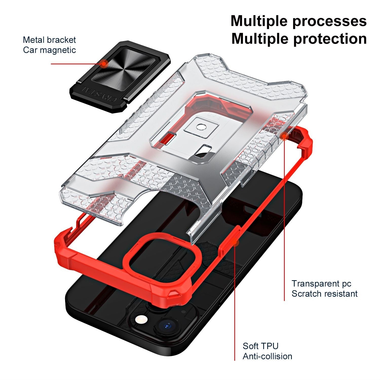 Husa de protectie Flippy compatibila cu Apple iPhone 13 Mini Acrylic Armor cu suport Rosu