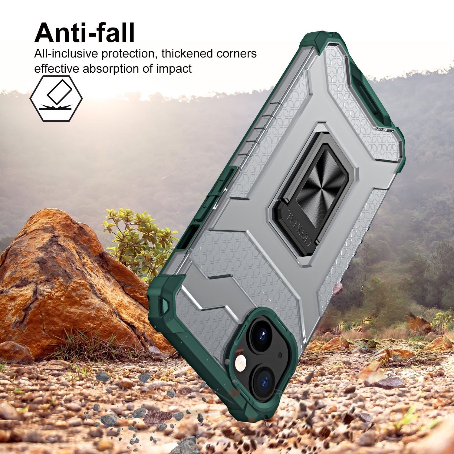 Husa de protectie Flippy compatibila cu Apple iPhone 13 Mini Acrylic Armor cu suport Verde Inchis