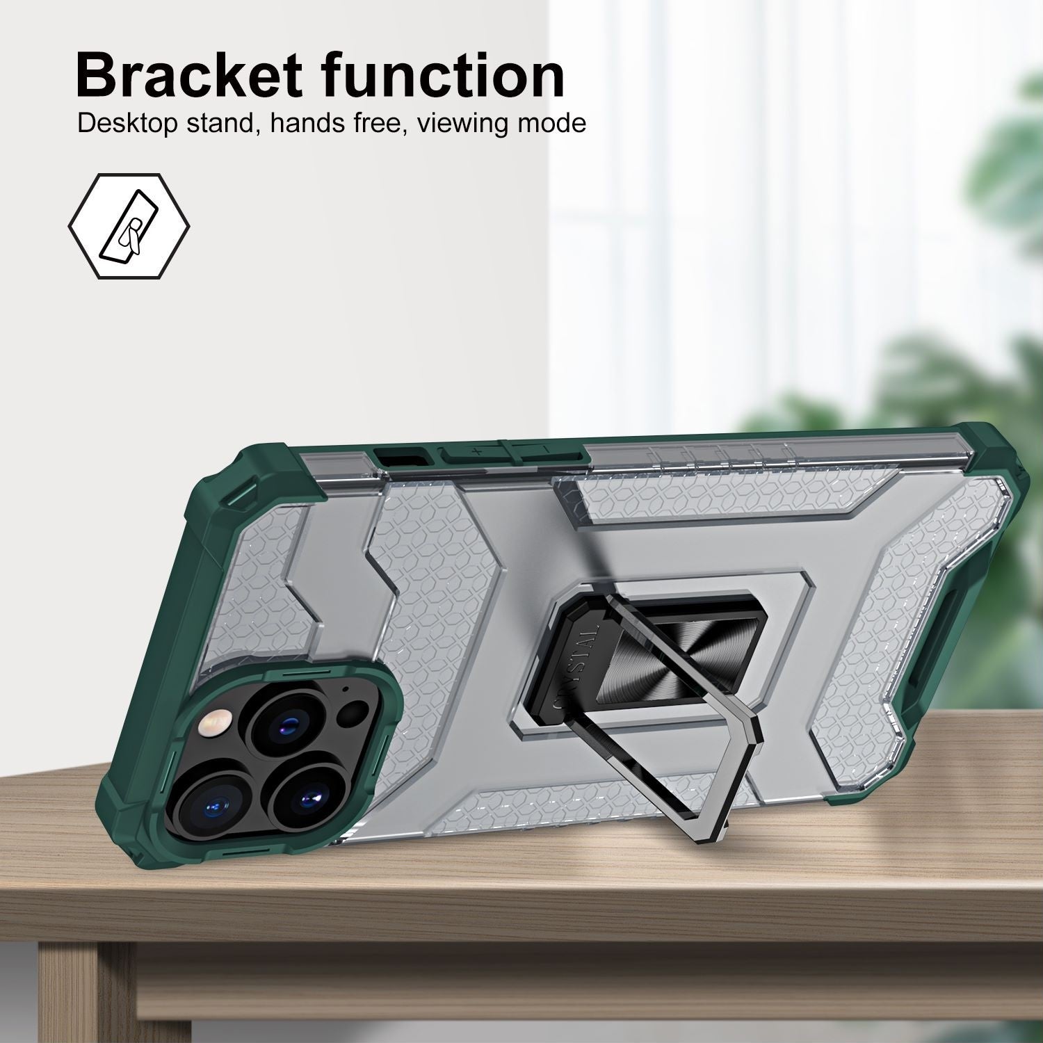 Husa de protectie Flippy compatibila cu Apple iPhone 13 Pro Acrylic Armor cu suport Verde Inchis