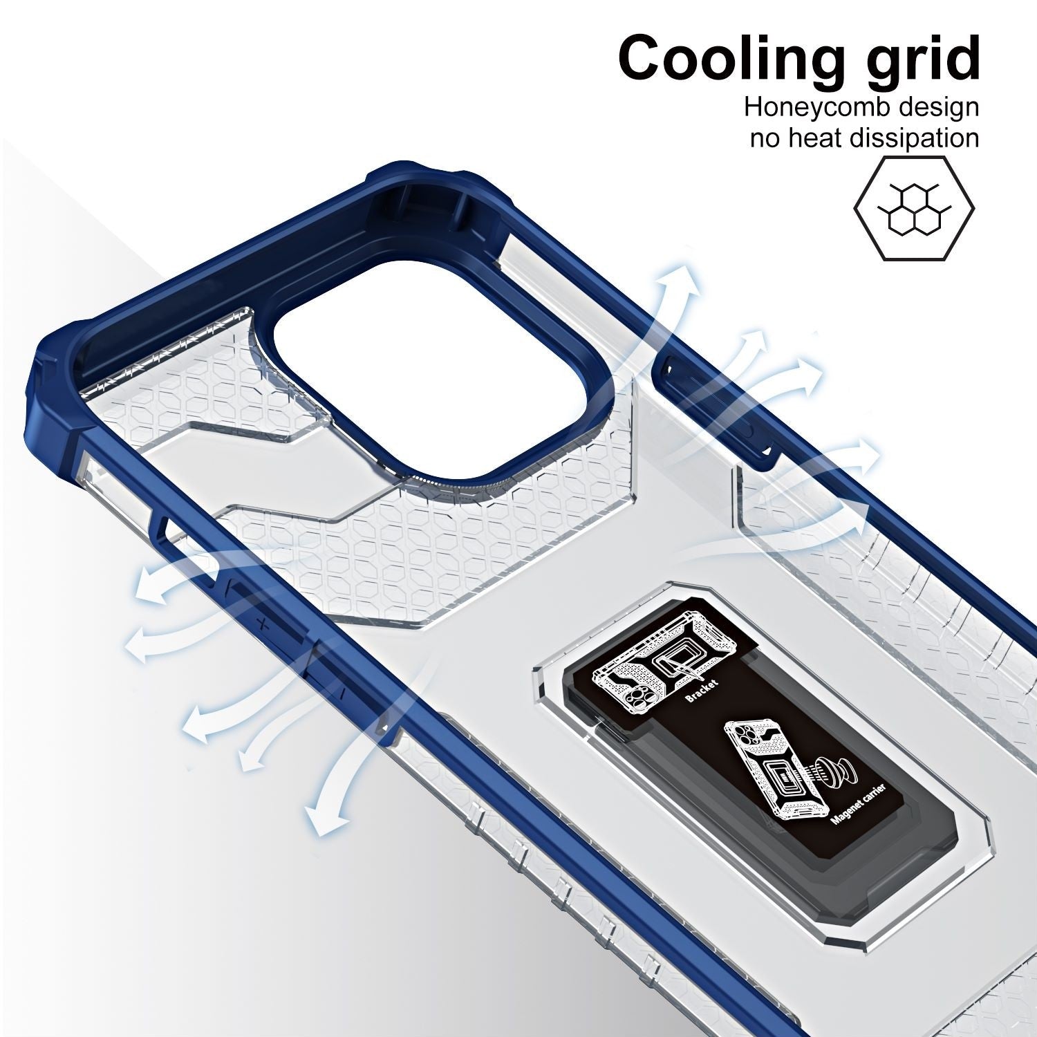 Husa de protectie Flippy compatibila cu Apple iPhone 13 Pro Max Acrylic Armor cu suport Albastru