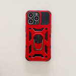 Husa de protectie, Flippy, compatibila cu Apple iPhone 13 Pro Max Defender, Model 4 cu suport, Rosu