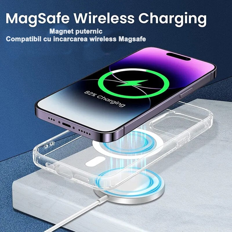 Husa de protectie Flippy compatibila cu Apple iPhone 15 Pro Max, MagSafe Blister, gaura mare camera, transparenta