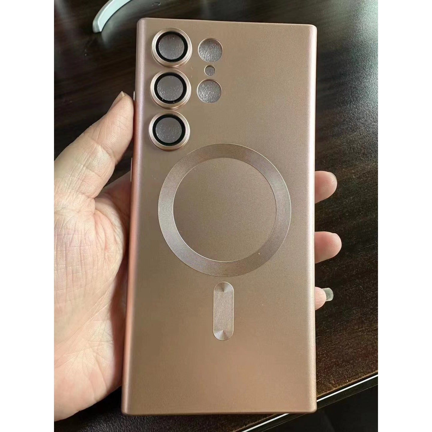 Husa de protectie Flippy, cu incarcare Wireless, Tehnologie Magsafe, pentru Samsung Galaxy S23 Plus , Rose Gold