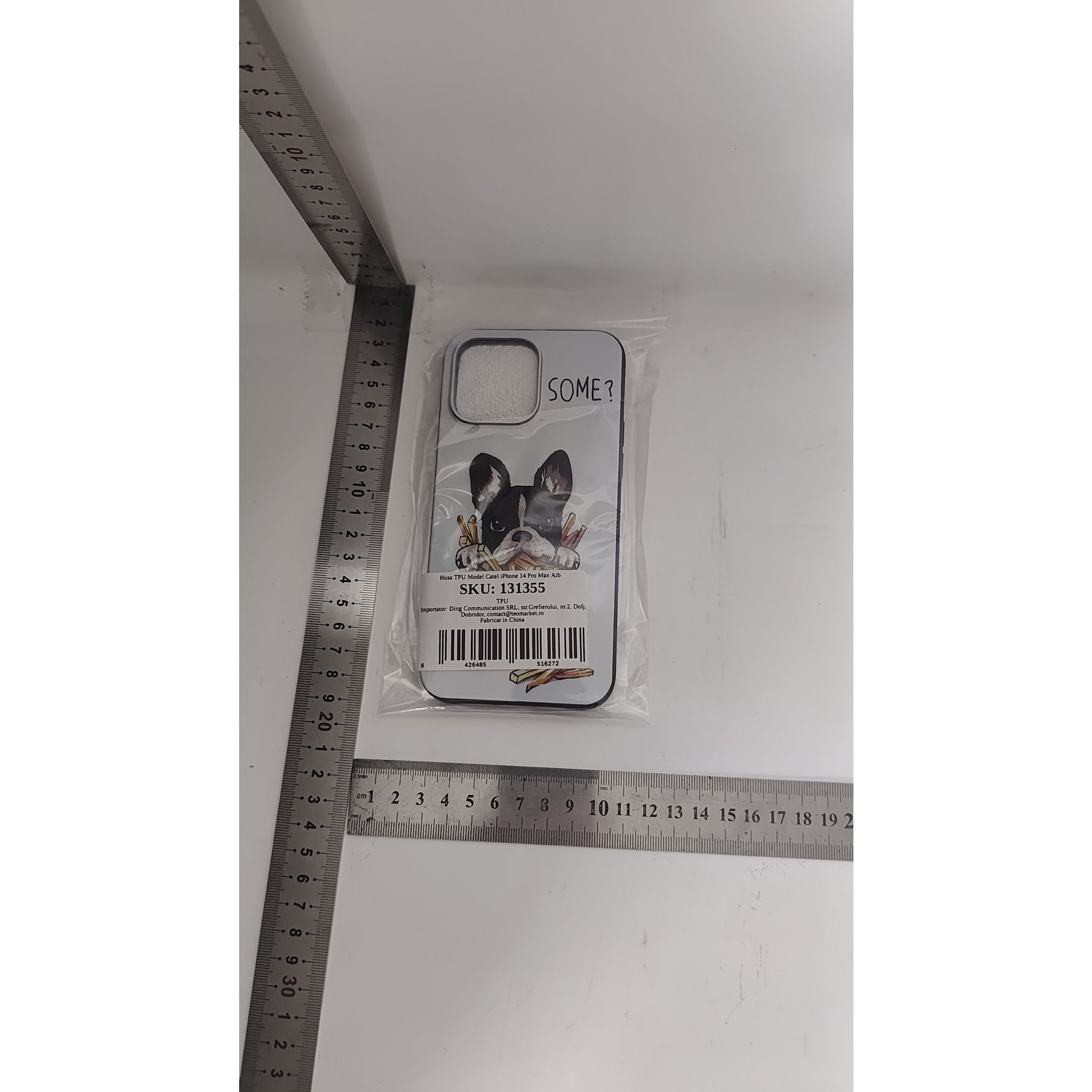 Husa de Protectie, Flippy, Husa de Protectie pentru iPhone 15 Pro Max, din TPU, Imprimeu Bulldog SOME, Alb