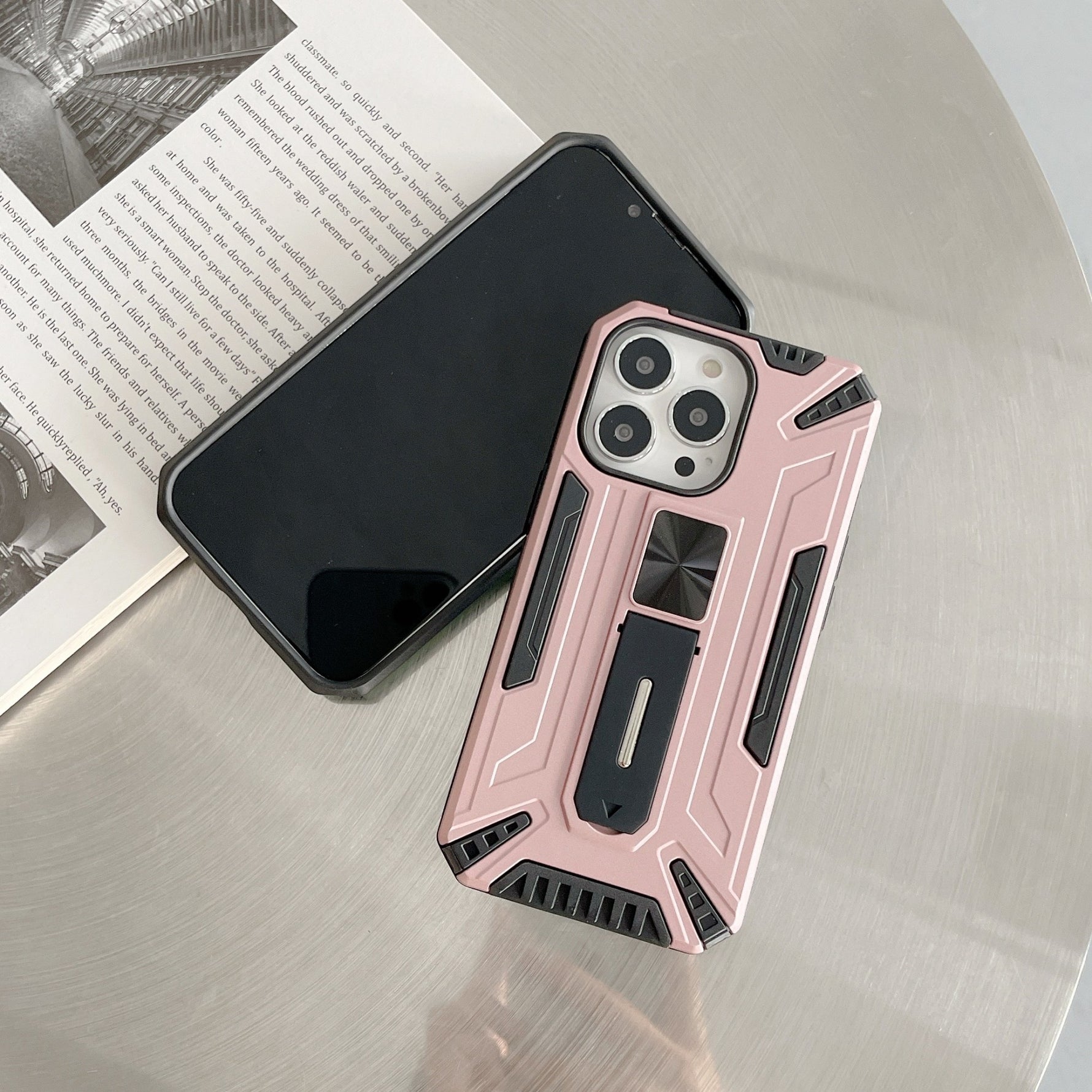 Husa de protectie Flippy pentru Apple iPhone 13 Defender Sergeant Brave cu suport,Roz Auriu