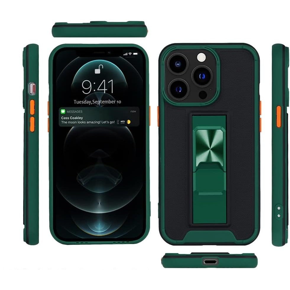 Husa Telefon, Flippy, Compatibila Apple iPhone 13 Mini, Carcasa Defender Sergeant Brave, Magnetic, cu Suport, Verde