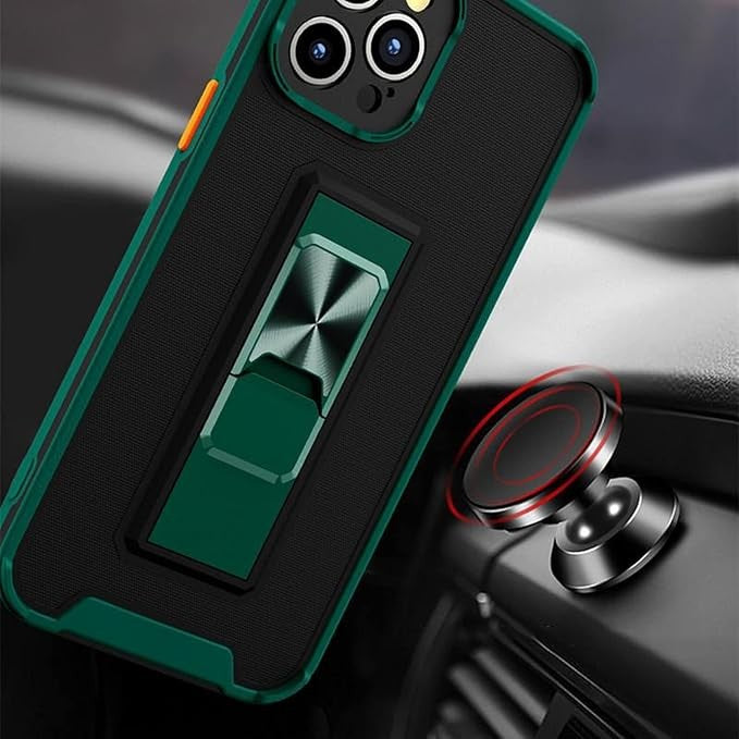 Husa Telefon, Flippy, Compatibila Apple iPhone 13 Mini, Carcasa Defender Sergeant Brave, Magnetic, cu Suport, Verde