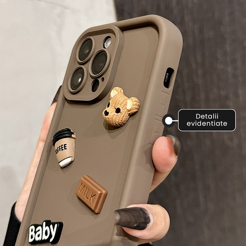 Husa de Protectie, Flippy, pentru Apple iPhone 13 Pro Max, Model Ursuleti 3D, Antisoc, Rezistenta la Impact, Protectie