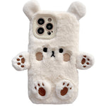 Husa de Protectie, Flippy, pentru Apple iPhone 14 Pro Max, Model Ursulet Pufos cu Urechi, Maini si Picioare, Antisoc,