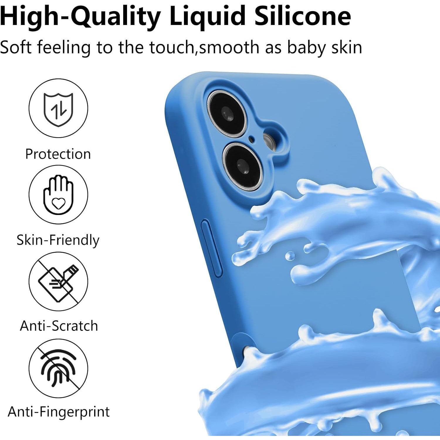 Husa de Protectie, Flippy, pentru iPhone 16, Liquid Silicone, cu Microfibra pe Interior, Protectie Antisoc, Compatibil
