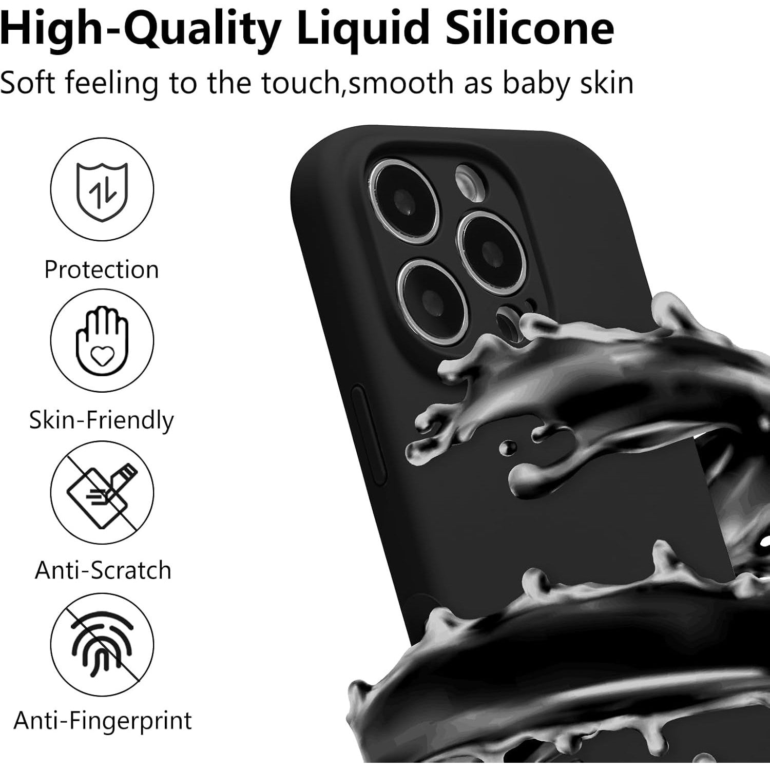 Husa de Protectie, Flippy, pentru iPhone 16 Pro Max, Liquid Silicone, cu Microfibra pe Interior, Protectie Antisoc,