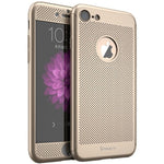 Husa de Protectie, Flippy, pentru Apple iPhone 7, Full Cover 360 Air cu Gauri si Folie de Protectie, Plastic, Auriu
