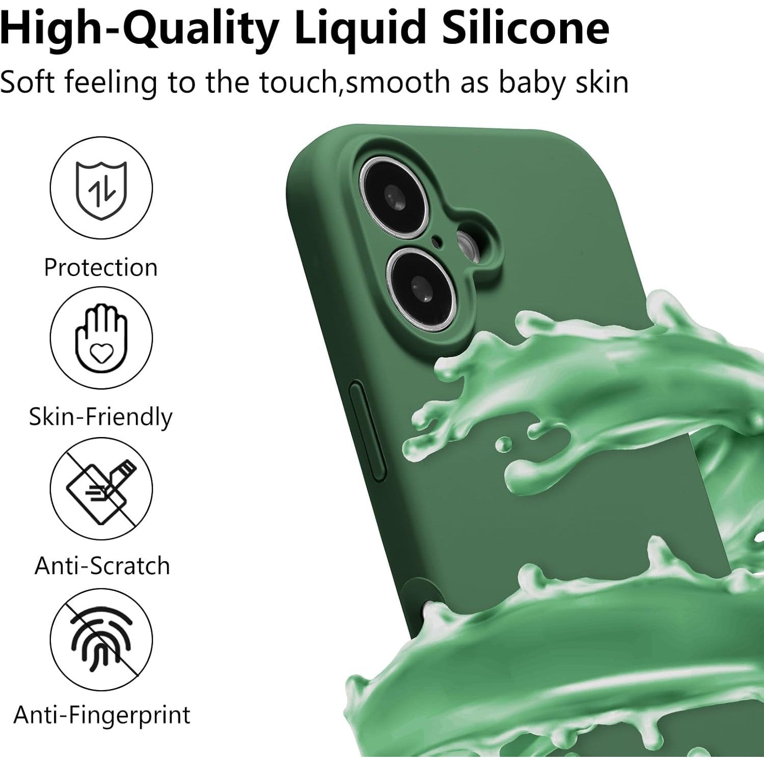 Husa de Protectie, Flippy, pentru iPhone 16 Plus, Liquid Silicone, cu Microfibra pe Interior, Protectie Antisoc,