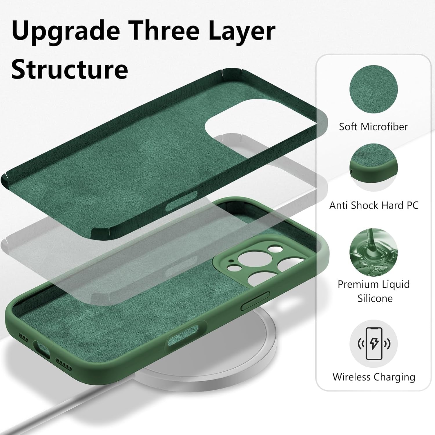 Husa de Protectie, Flippy, pentru iPhone 16 Pro, Liquid Silicone, cu Microfibra pe Interior, Protectie Antisoc,