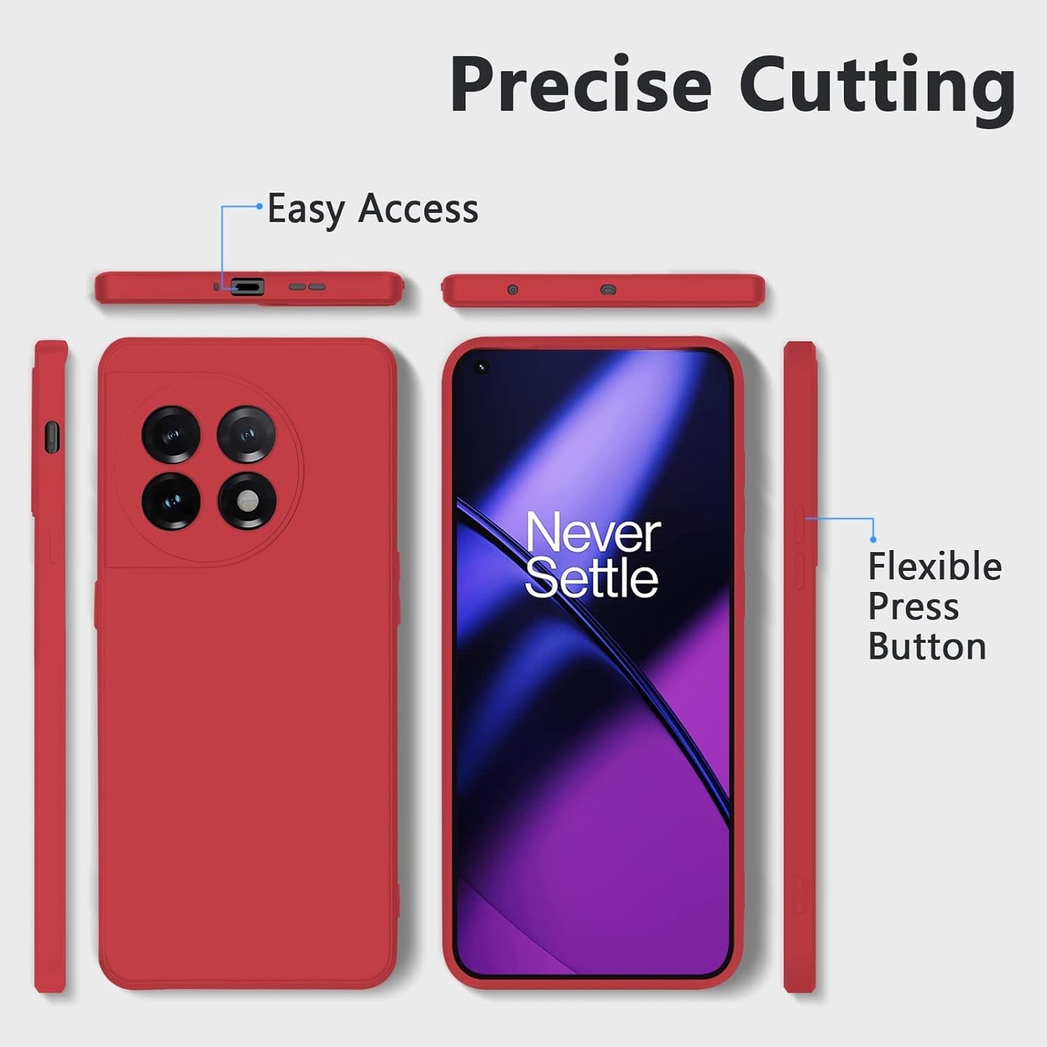 Husa de Protectie, Flippy, pentru OnePlus 11 5G, Liquid Silicone, cu Microfibra pe Interior, Protectie Antisoc,