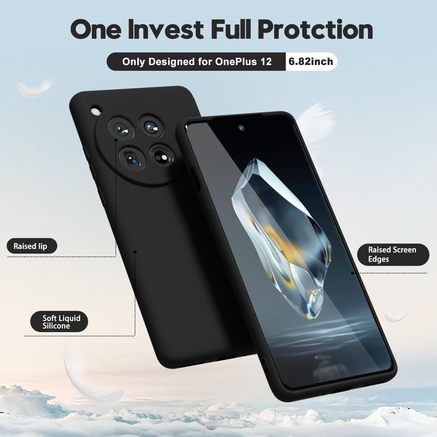 Husa de Protectie, Flippy, pentru OnePlus 12 5G, Liquid Silicone, cu Microfibra pe Interior, Protectie Antisoc,