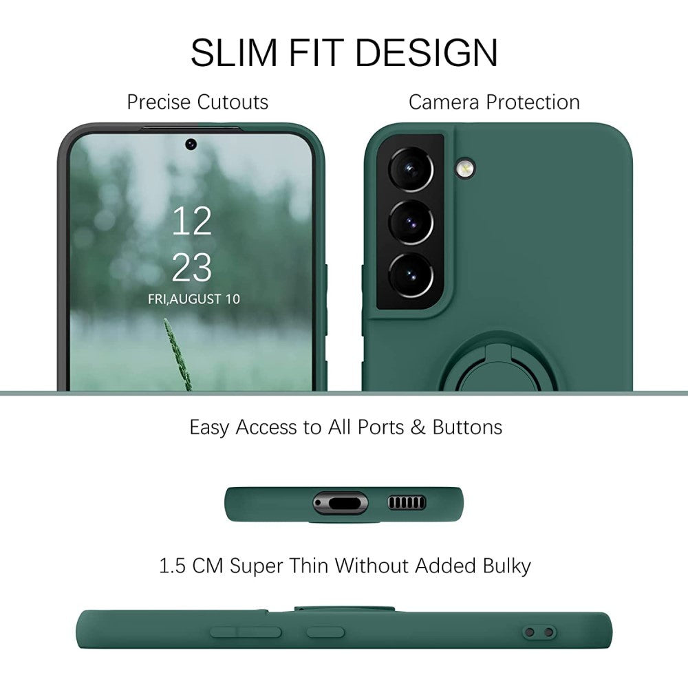 Husa de Protectie, Flippy, pentru Samsung Galaxy A52, Liquid Silicone Ring cu Suport Rotativ, Albastru