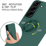 Husa de Protectie, Flippy, pentru Samsung Galaxy A52, Liquid Silicone Ring cu Suport Rotativ, Albastru