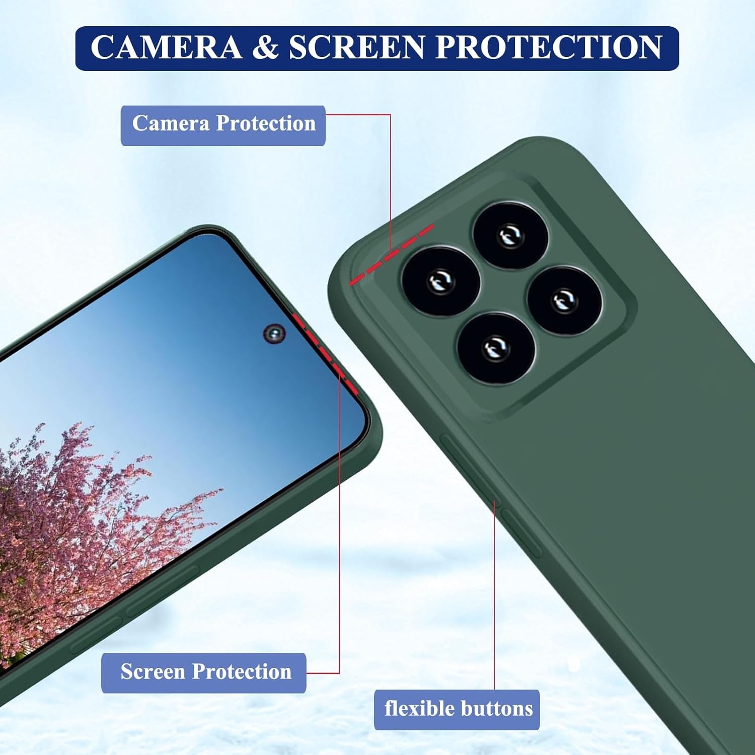 Husa de Protectie, Flippy, pentru Xiaomi 14, Liquid Silicone, cu Microfibra pe Interior, Protectie Antisoc, Compatibil