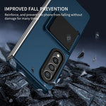 Husa de protectie Flippy, Pliere Tridimensionala, Multifunctionala, PC, pentru Samsung Galaxy Z Fold 4 5G, Albastru