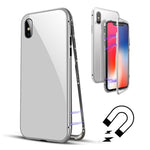 Husa de protectie Magnetic 360, Folie sticla inclusa, pentru Apple iPhone X, Argintiu