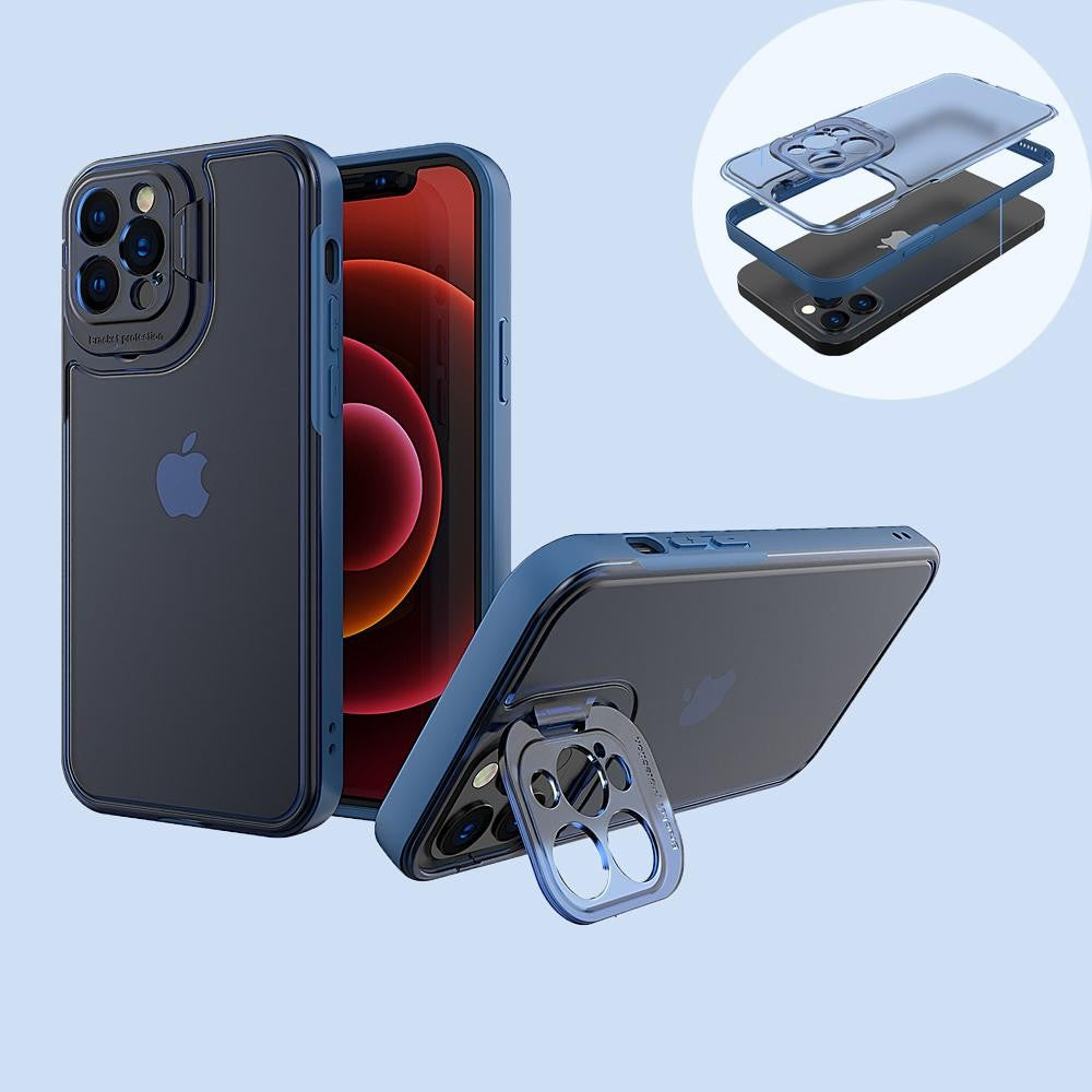 Husa de Protectie, Flippy, Bracket Series, pentru Apple iPhone 14 Plus, cu Suport si Protectie Camera, Albastru