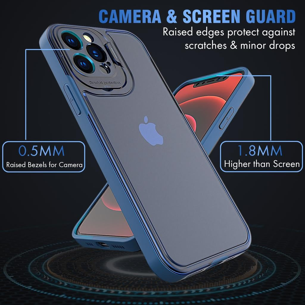 Husa de Protectie, Flippy, Bracket Series, pentru Apple iPhone 14 Plus, cu Suport si Protectie Camera, Albastru