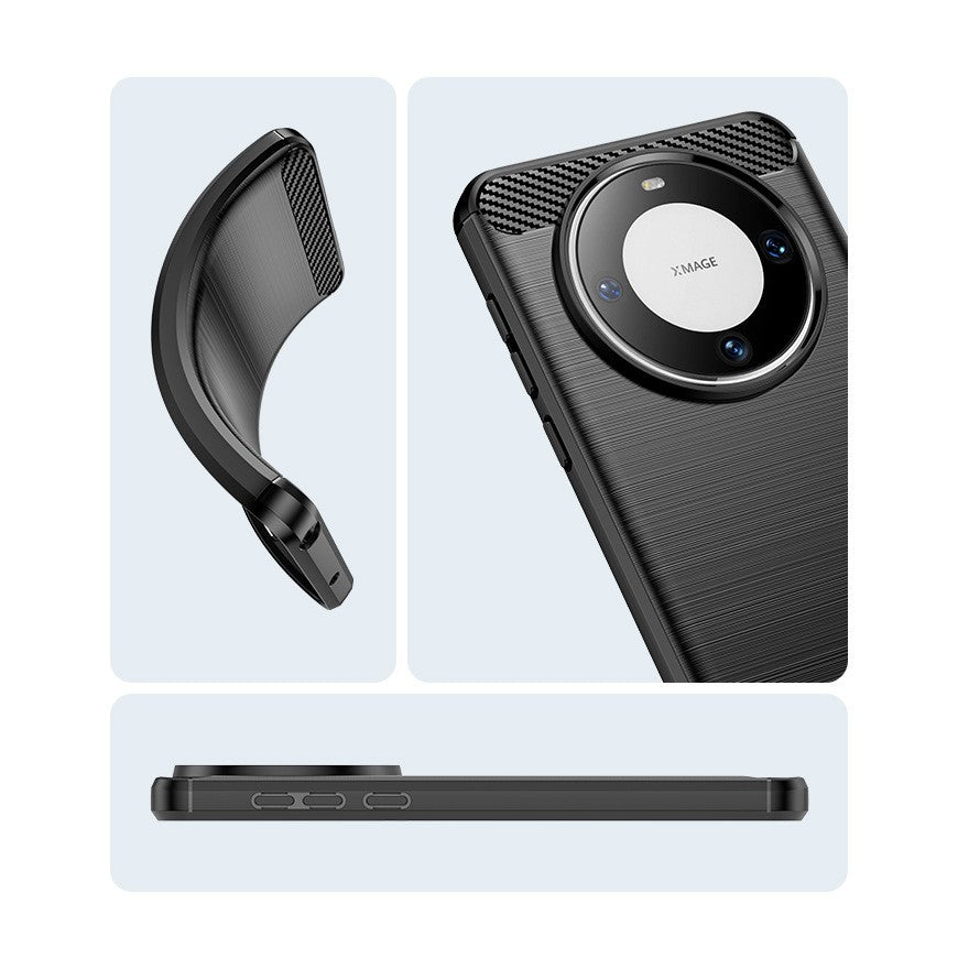 Husa de Protectie pentru Huawei Mate 60 Pro, Flippy, Protectie 360, din TPU cu element de Carbon, Anti Alunecare, 1.8