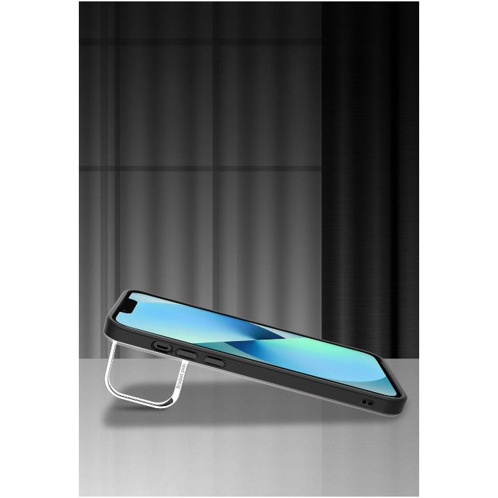 Husa de protectie pentru iPhone 14, cu suport metalic pentru camera, Bracket Series, Flippy, Protectie Antisoc, PC mat,
