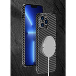 Husa de protectie pentru iPhone 14 Plus, Flippy, Magnetica, MagSafe, Carbon Fiber Protectie Antisoc, Negru