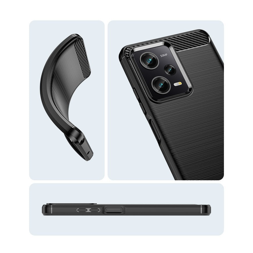 Husa de Protectie pentru Xiaomi Redmi 12 Pro, Flippy, Protectie 360, din TPU cu element de Carbon, Anti Alunecare, 1.8