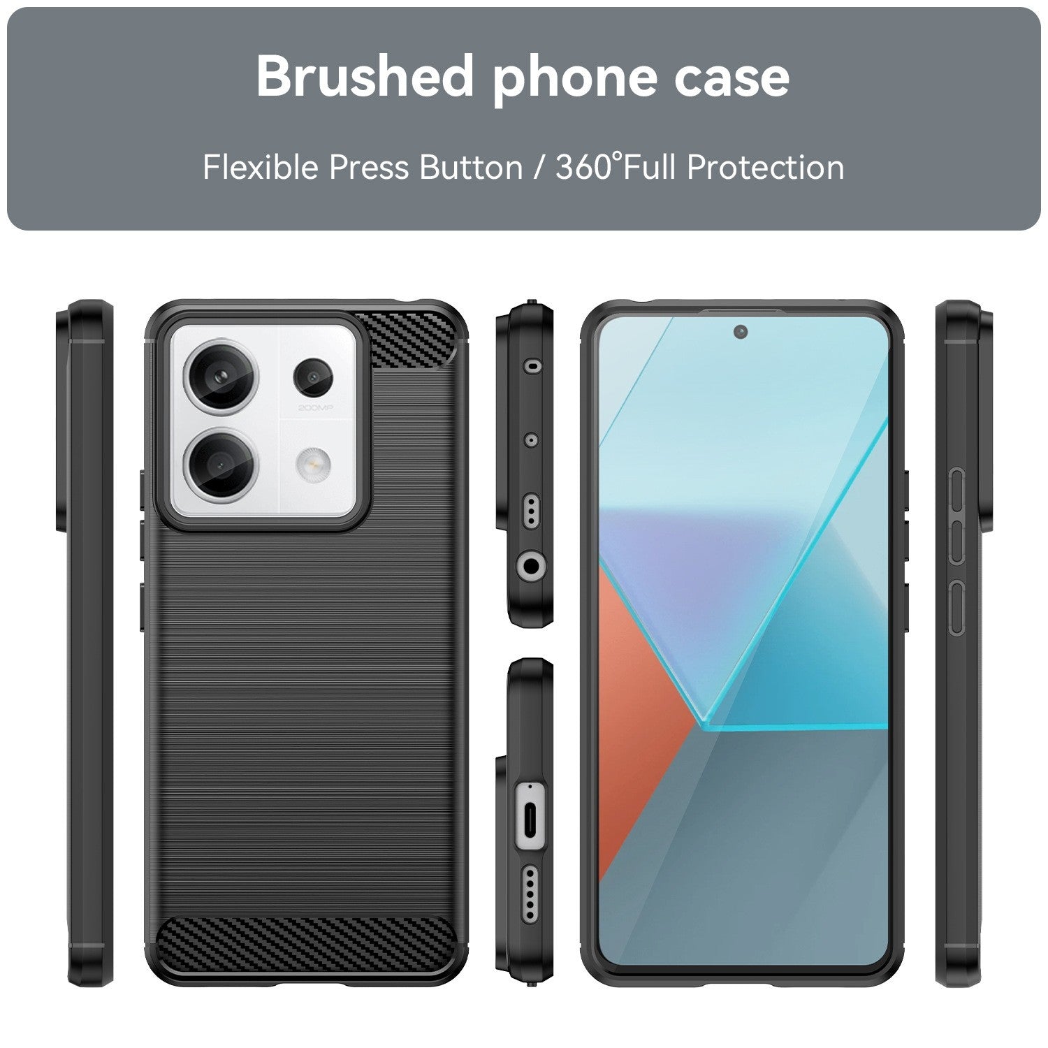 Husa de Protectie pentru Xiaomi Redmi Note 13 Pro Plus, Flippy, Protectie 360, din TPU cu element de Carbon, Anti