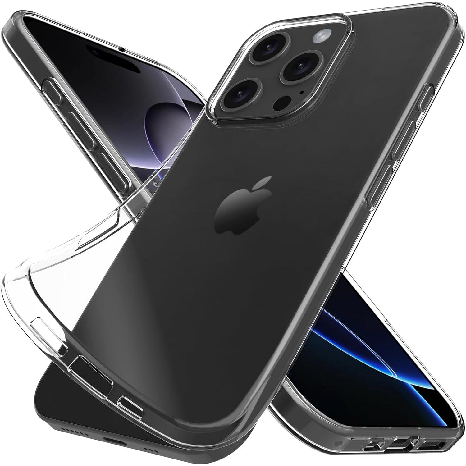Husa de Protectie din Silicon, pentru Apple iPhone 16 Pro, PC, Antisoc, Rezistenta la Impact, Transparenta