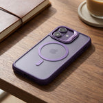 Husa de Protectie Telefon, Flippy, Compatibila cu iPhone 17, MagSafe, Acrylic, Suport Metalic Protectie Camera,