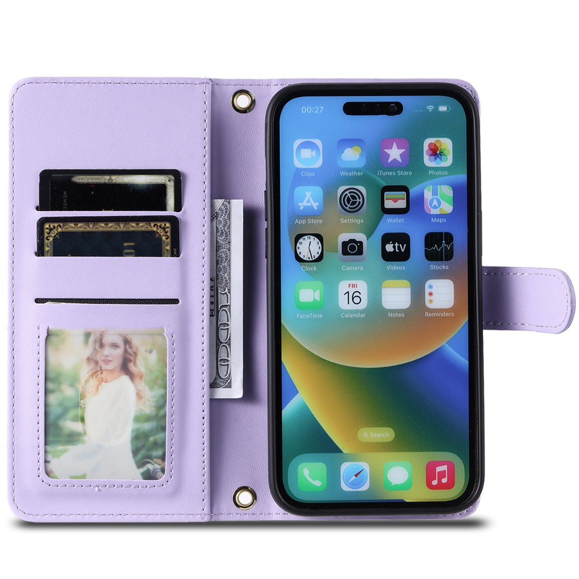 Husa de Protectie Tip Carte, Flippy, pentru Apple iPhone 15 Pro, Model cu Suport si Capsa, Antisoc, Rezistenta la