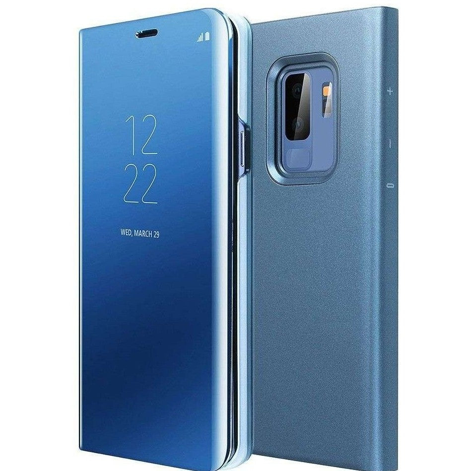 Husa de Protectie Tip Carte, Flippy, pentru Samsung Galaxy S10, Flip Cover Oglinda, din Piele Ecologica si PC, Albastră