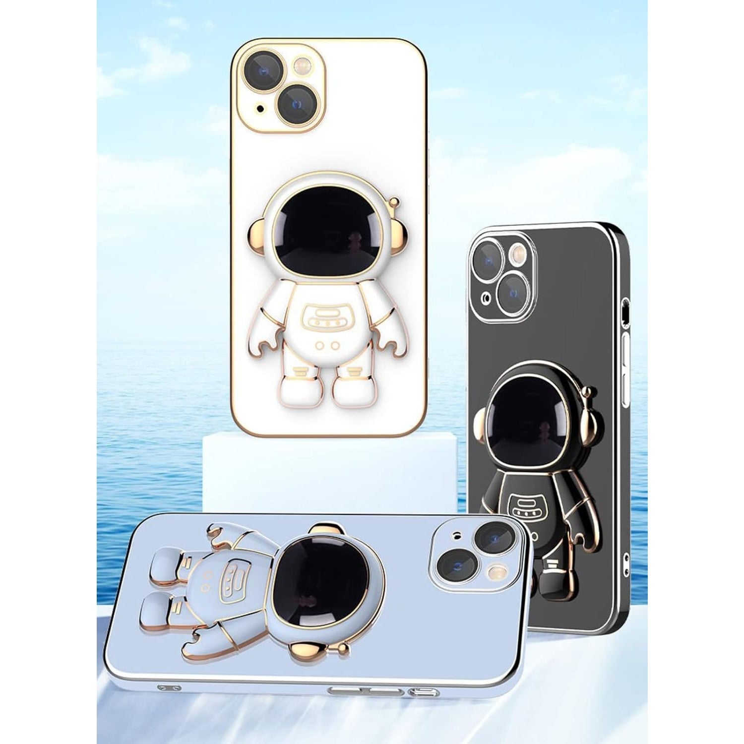 Husa de Protectie TPU 2in1, Flippy, pentru Apple iPhone 14 Plus, Astronaut cu Suport, Antisoc, Rezistenta la Impact,