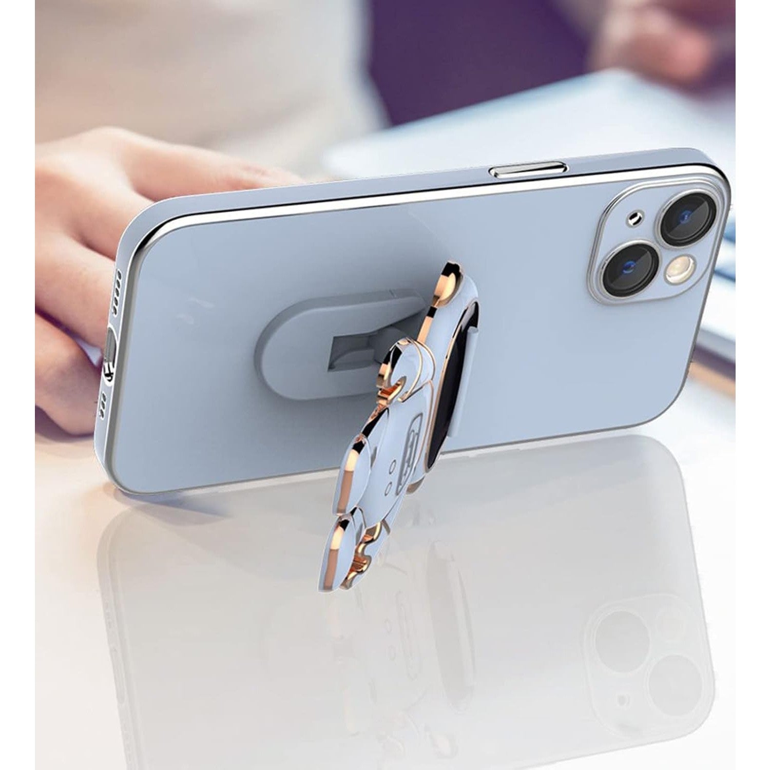 Husa de Protectie TPU 2in1, Flippy, pentru Apple iPhone 15, Astronaut cu Suport, Antisoc, Rezistenta la Impact,