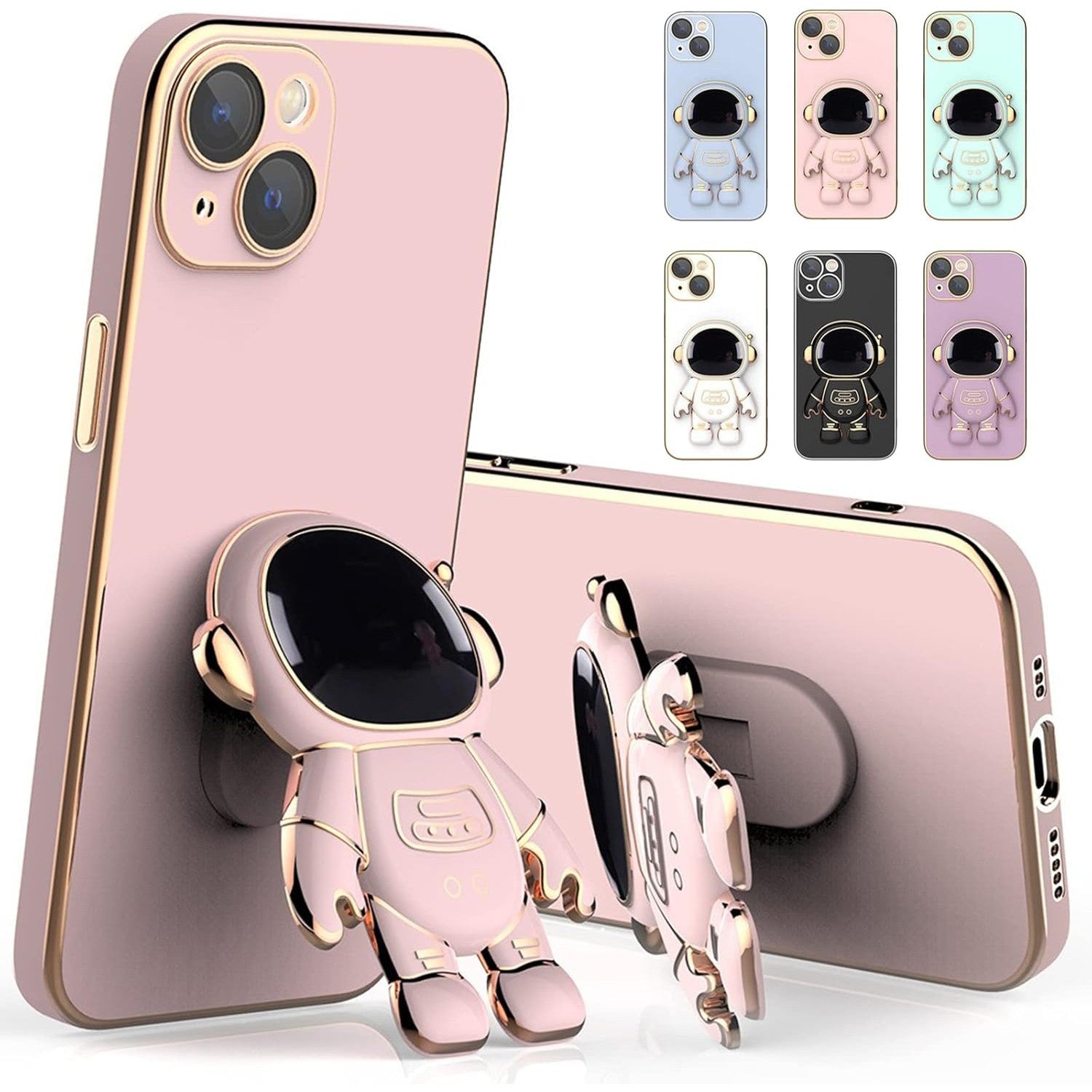 Husa de Protectie TPU 2in1, Flippy, pentru Apple iPhone 15, Astronaut cu Suport, Antisoc, Rezistenta la Impact,